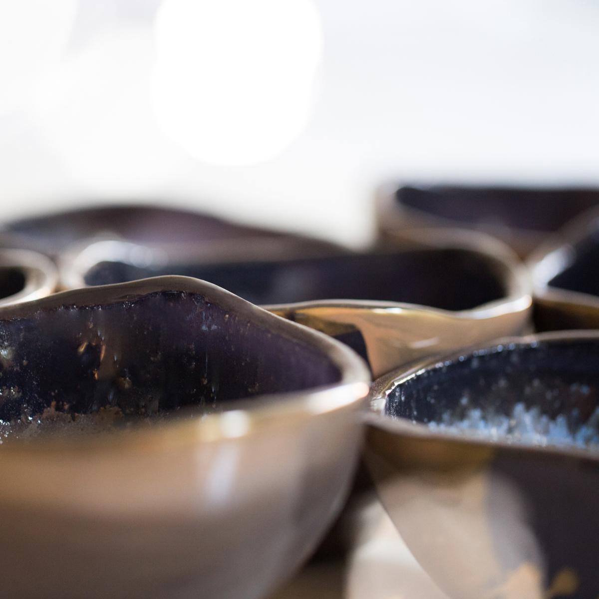 anna tableware designer, Reese is a bowl artistically designed with a mix of mysterious deep night blue and royal matte gold colours