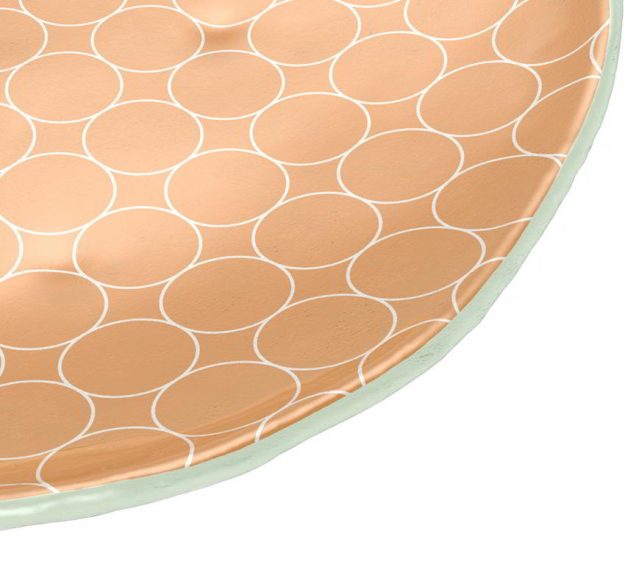 Curvy Gold Dinner Plates with a Retro Pattern Designed by Anna Vasily. - detail view