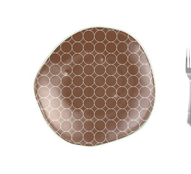 Brown Dessert Plates with a Retro Pattern Designed by Anna Vasily. - measure view