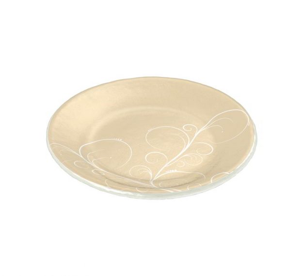 Patterned Side Plates with Floral Motifs, Set/6 Made by Anna Vasily. - 3/4 view