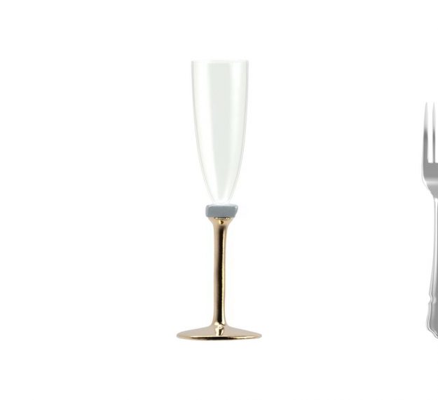 Elegant Champagne Glasses With Brass Stem Designed by Anna Vasily. - measure view