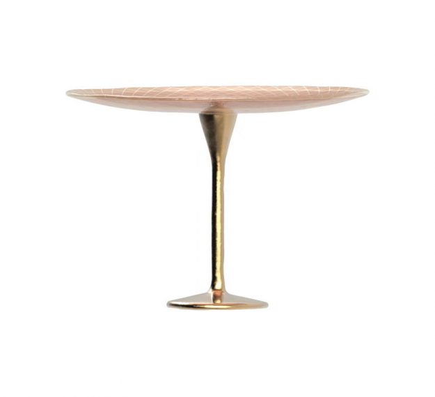 Rose Gold Cake Holder on a Brass Pedestal by Anna Vasily. - side view