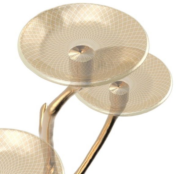 Gold Cupcake Stand With Removable Glass Plates by Anna Vasily. - detail view