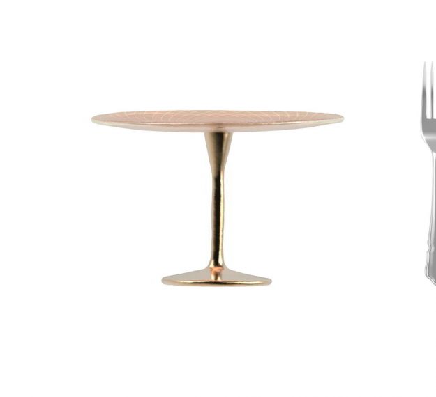 Round Rose Gold Cake Stand for a Flash of Luxe by Anna Vasily. - measure view