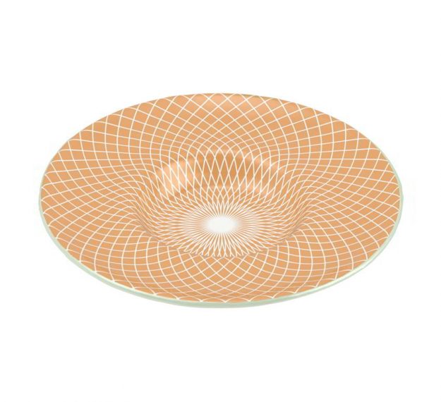 Modern Matte Gold Soup Plate with a Wide Rim by Anna Vasily. - 3/4 view