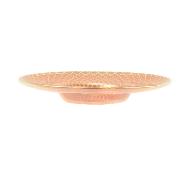 Modern Matte Gold Soup Plate with a Wide Rim by Anna Vasily. - side view