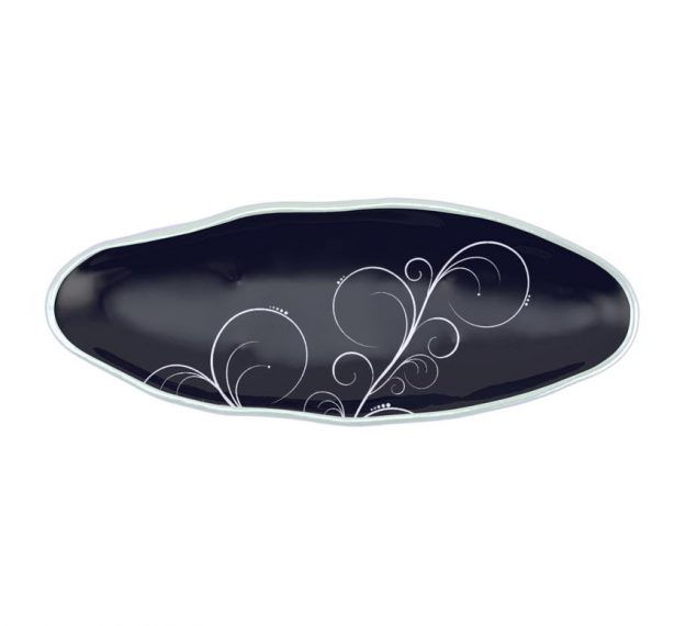 Navy Blue Salad Plate With Organic Rim Designed by Anna Vasily. - top view