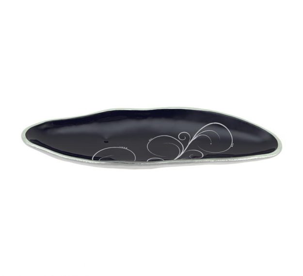 Navy Blue Salad Plate With Organic Rim Designed by Anna Vasily. - 3/4 view