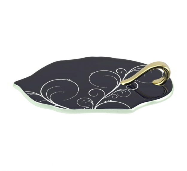 Navy Blue Canape Plates With Handle Designed by Anna Vasily. - 3/4 view