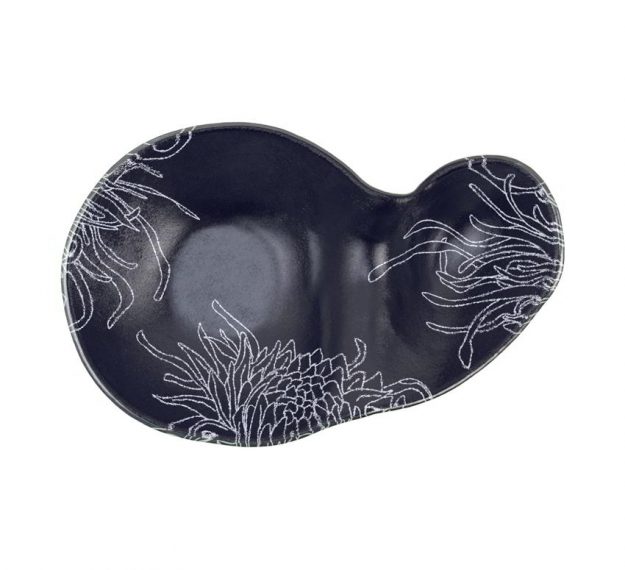 Navy Blue Twin Chip And Dip Bowls Designed by Anna Vasily. - top view