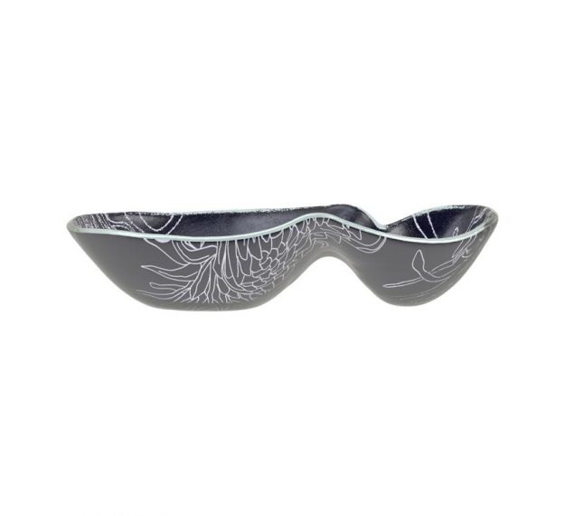 Navy Blue Twin Chip And Dip Bowls Designed by Anna Vasily. - side view