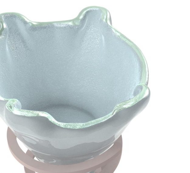 Set of 2 Light Blue Ice Cream Bowls Designed by Anna Vasily. - detail view