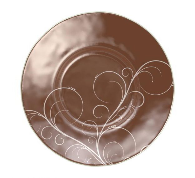 A Set of Large Pasta Plates / Risotto Bowl in Brown by Anna Vasily. - top view