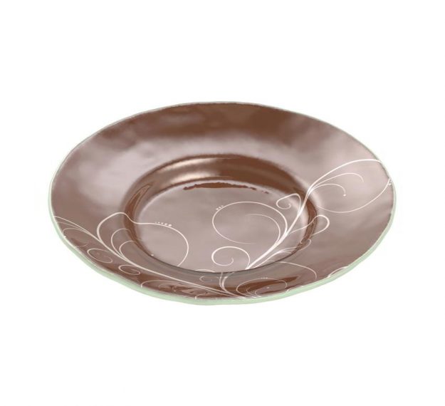 A Set of Large Pasta Plates / Risotto Bowl in Brown by Anna Vasily. - 3/4 view