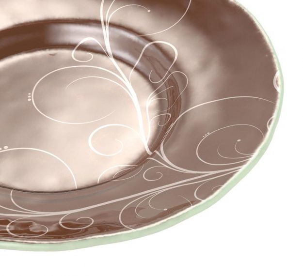 A Set of Large Pasta Plates / Risotto Bowl in Brown by Anna Vasily. - detail view