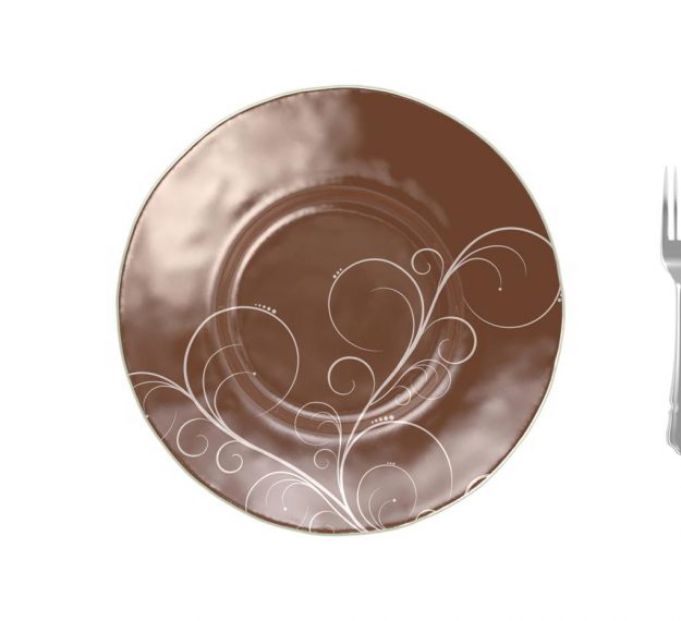 A Set of Large Pasta Plates / Risotto Bowl in Brown by Anna Vasily. - measure view