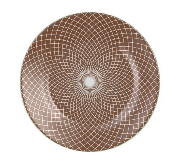 Patterned Large Charger Plates in Doe Brown Designed by Anna Vasily. - top view