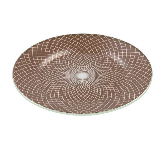 Patterned Large Charger Plates in Doe Brown Designed by Anna Vasily. - 3/4 view