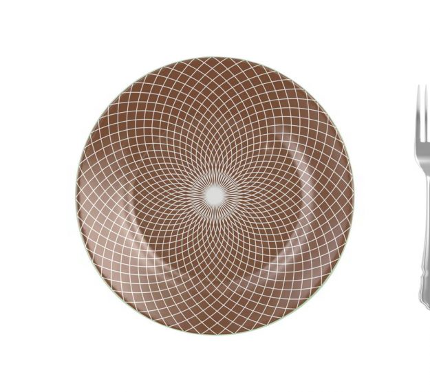Patterned Large Charger Plates in Doe Brown Designed by Anna Vasily. - measure view