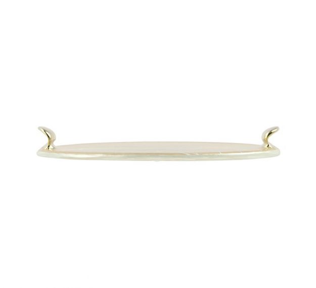 Glass Cheese Platter with Handmade Bronze Handles by Anna Vasily. - side view