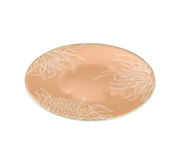 Floral Gold Dinner Plates with a Matte Finish Designed by Anna Vasily. - 3/4 view