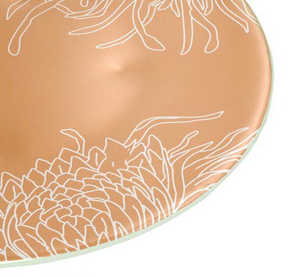 Floral Gold Dinner Plates with a Matte Finish Designed by Anna Vasily. - detail view