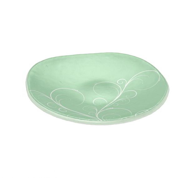 Mint Green Small Side Plates with Floral Pattern by Anna Vasily. - 3/4 view