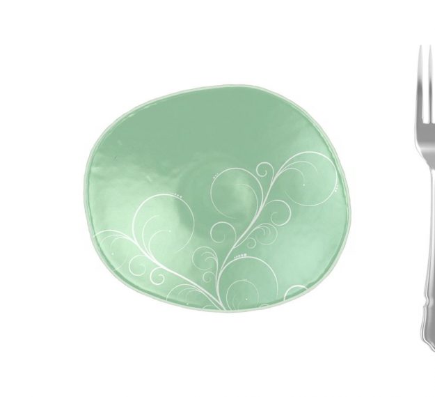 Mint Green Small Side Plates with Floral Pattern by Anna Vasily. - measure view