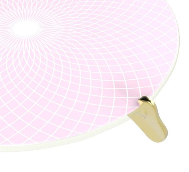 Pink Cake Tray With Brass Supports Designed by Anna Vasily. - detail view