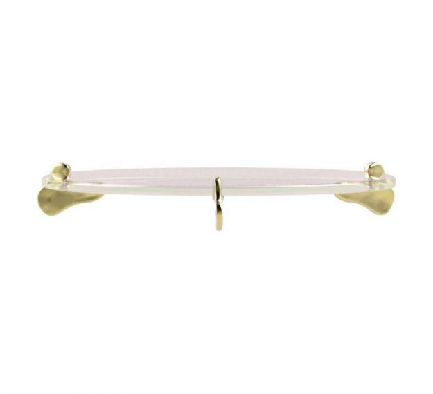 Pink Cake Tray With Brass Supports Designed by Anna Vasily. - side view