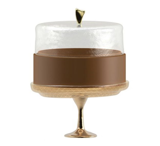 Glass Cake Stand with Lid for a small cake by Anna Vasily. - side view