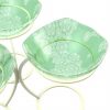 Green Fruit Bowl Stand With 3 Glass Bowls Designed by Anna Vasily. - detail view