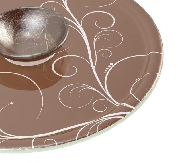 Brown Chip Dip Platter with Bowl Designed by Anna Vasily. - detail view