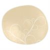 Oval Bread And Butter Plate Patterned in Beige-Cream, by Anna Vasily. - top view