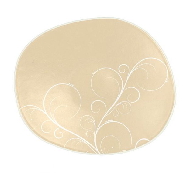 Oval Bread And Butter Plate Patterned in Beige-Cream, by Anna Vasily. - top view