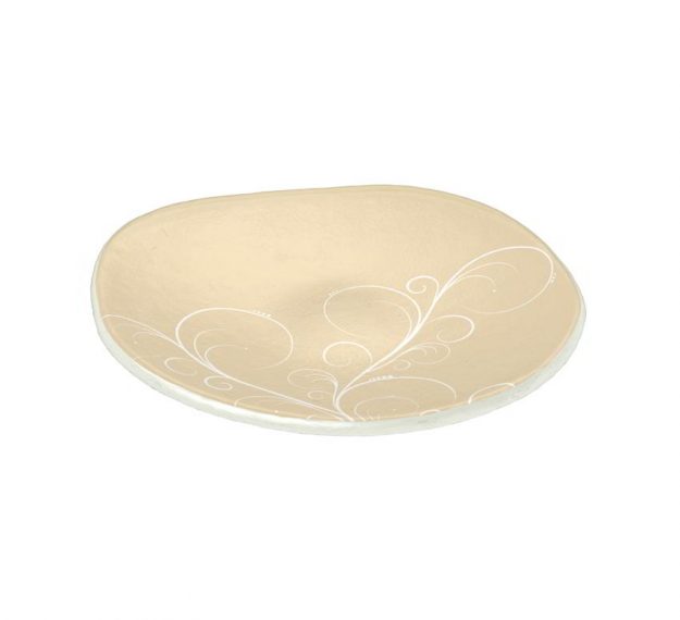 Oval Bread And Butter Plate Patterned in Beige-Cream, by Anna Vasily. - 3/4 view
