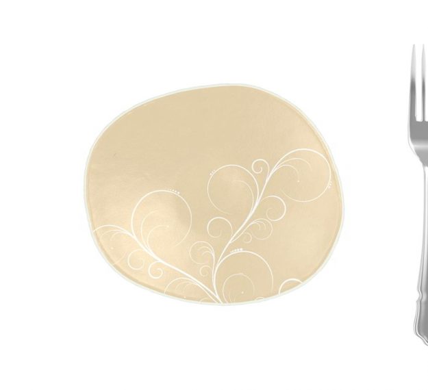 Oval Bread And Butter Plate Patterned in Beige-Cream, by Anna Vasily. - measure view