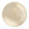 Round Small Side Plates in Beige with Floral Pattern by Anna Vasily. - top view