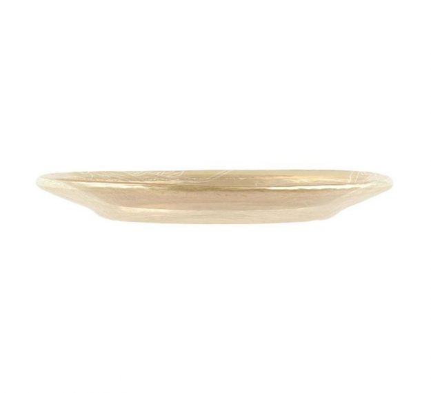 Round Small Side Plates in Beige with Floral Pattern by Anna Vasily. - side view