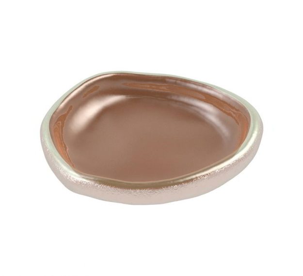 Organic Mini Canape Dish in Metallic Brown Designed by Anna Vasily. - 3/4 view