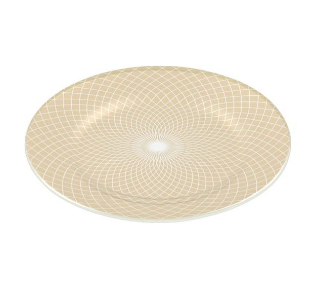Modern Decorative Plates in Metallic Beige Designed by Anna Vasily. - 3/4 view