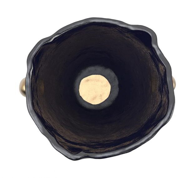 Glass Wine Ice Bucket on Pedestal with Bronze Handles by Anna Vasily. - top view