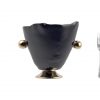 Glass Wine Ice Bucket on Pedestal with Bronze Handles by Anna Vasily. - measure view