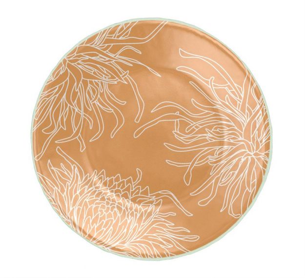 Gold Floral Side Plates. A Set/6 Floral Round Plates by Anna Vasily. - top view