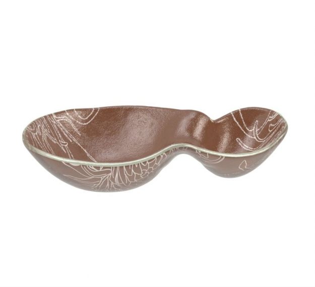 Organic Shaped Brown Chip And Dip Bowl Designed by Anna Vasily. - 3/4 view