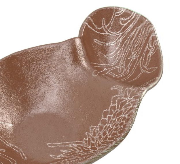 Organic Shaped Brown Chip And Dip Bowl Designed by Anna Vasily. - detail view