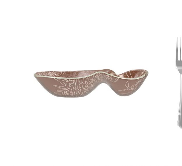 Organic Shaped Brown Chip And Dip Bowl Designed by Anna Vasily. - measure view