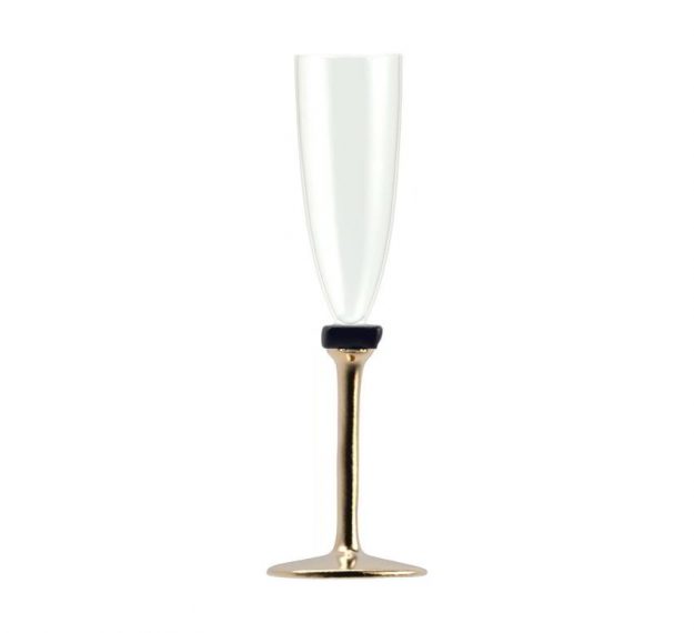 Set/2 Designer Champagne Glasses. Designer Glassware by Anna Vasily. - side view