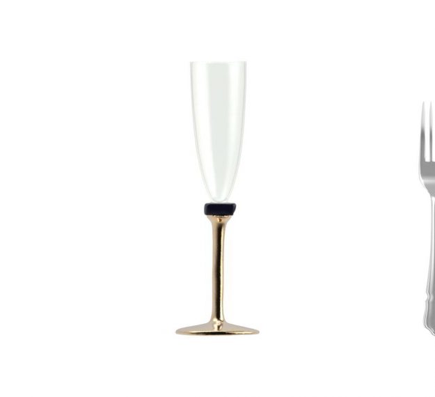 Set/2 Designer Champagne Glasses. Designer Glassware by Anna Vasily. - measure view