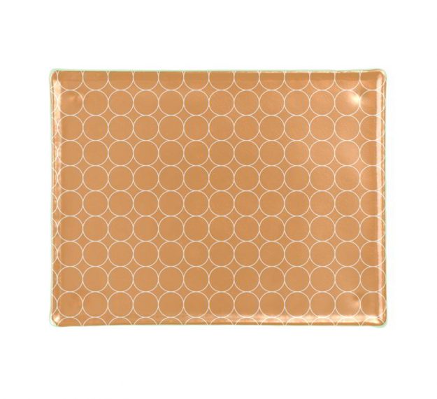 Rectangular Gold Glass Cheese Platter Designed by Anna Vasily. - top view